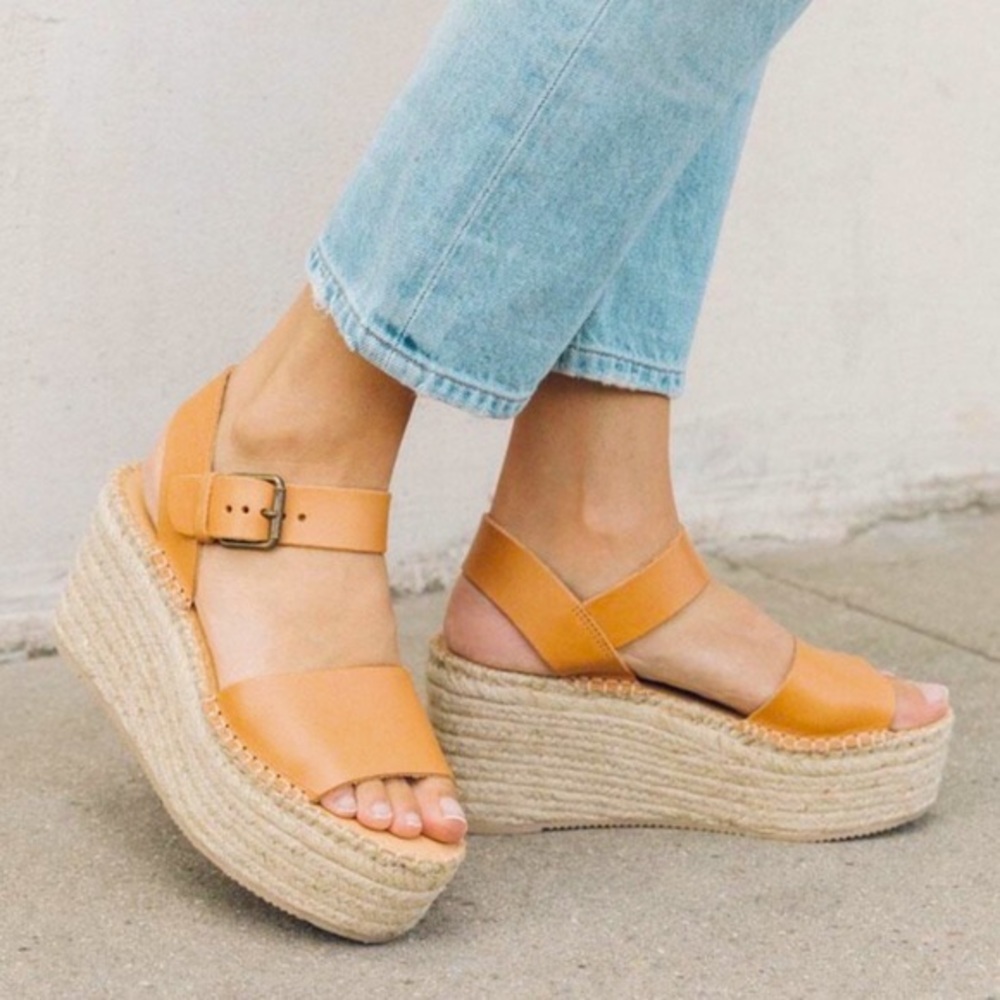 Soludos- High Platform Minorca- Nude Leather Espadrilles- 9